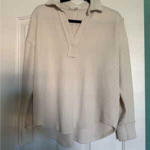 Blu Pepper Cream Long Sleeve Knit Top Size M